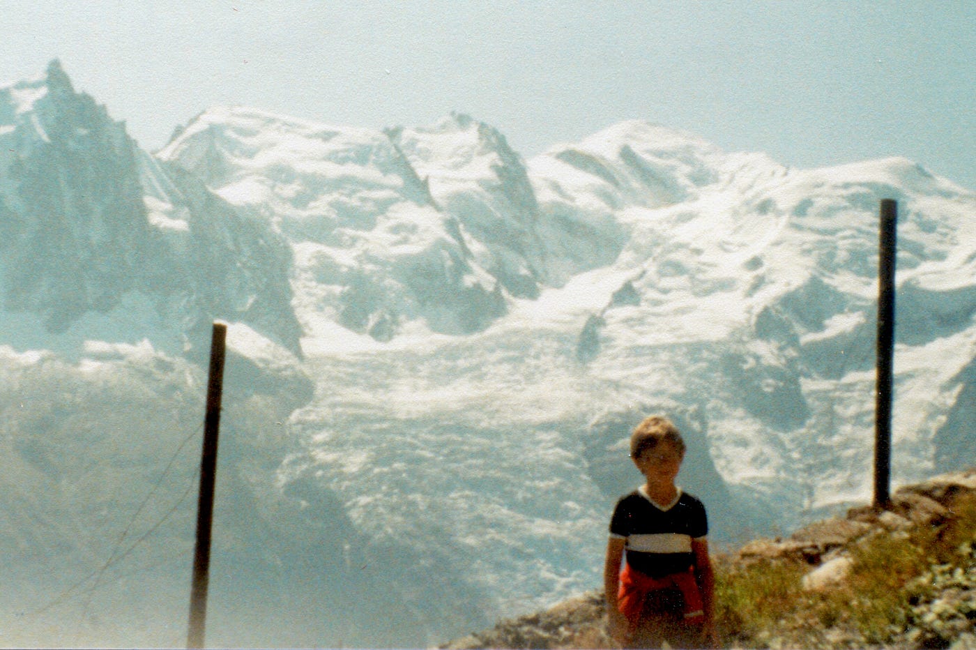 I posed digilently for the photo, but as a little boy, I was hiding a strong fear of heights inside.