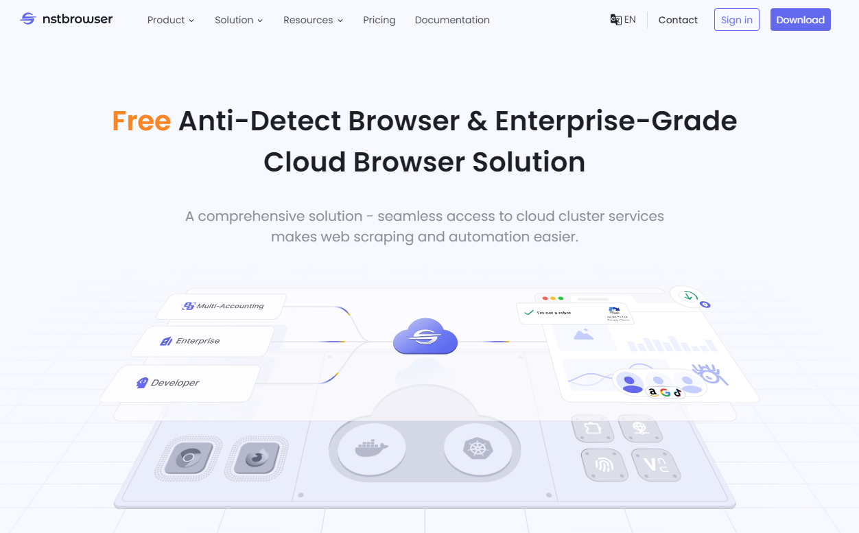 nstbrowser website homepage