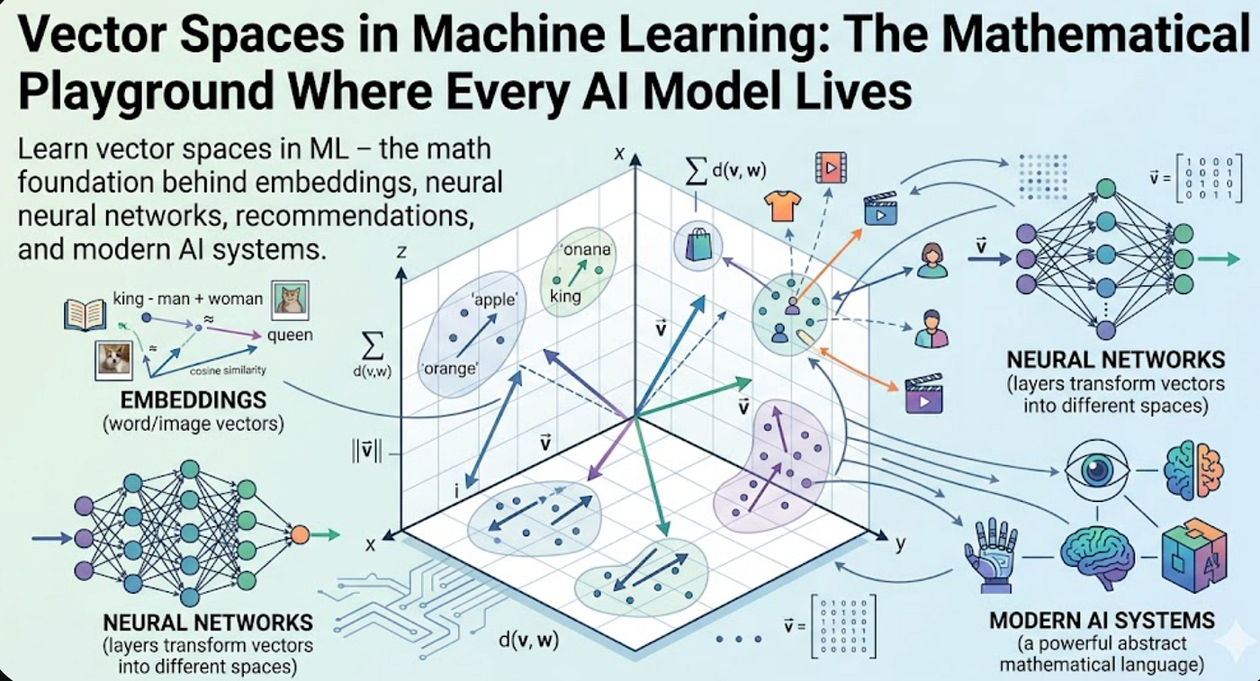 Vector Spaces in Machine Learning: The Mathematical Playground Where Every AI Model Lives