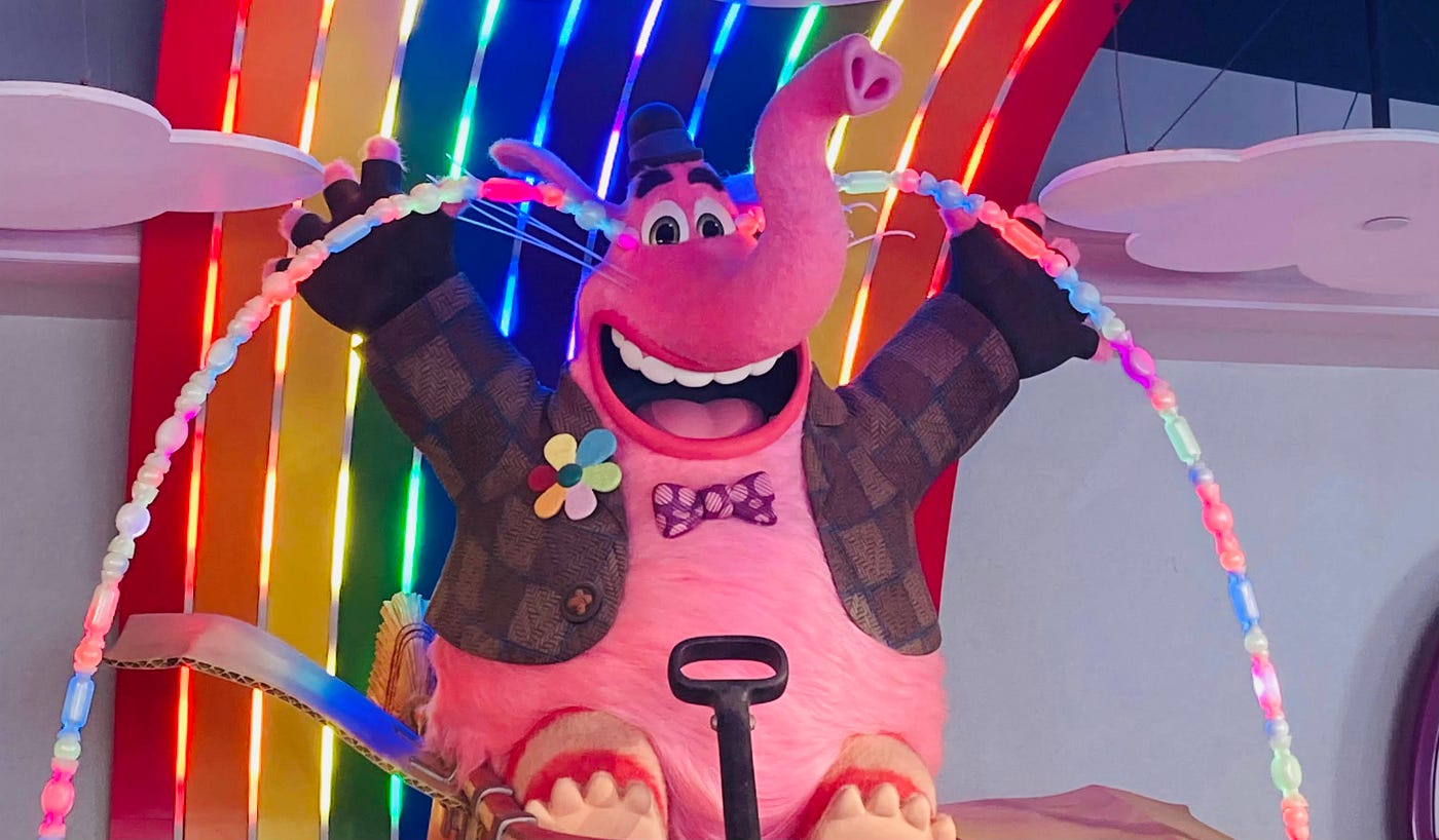 A display featuring Bing Bong from “Inside Out” at Disney’s CA Adventure Park | Photo by author