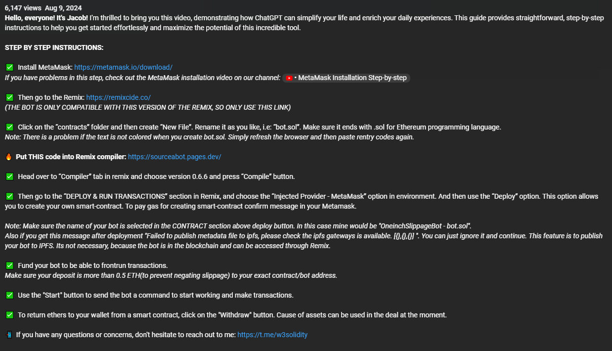 SCAM001: Anatomy of a Crypto Scam: ChatGPT ETH Sniper Bot | by 0x0vid |  Medium