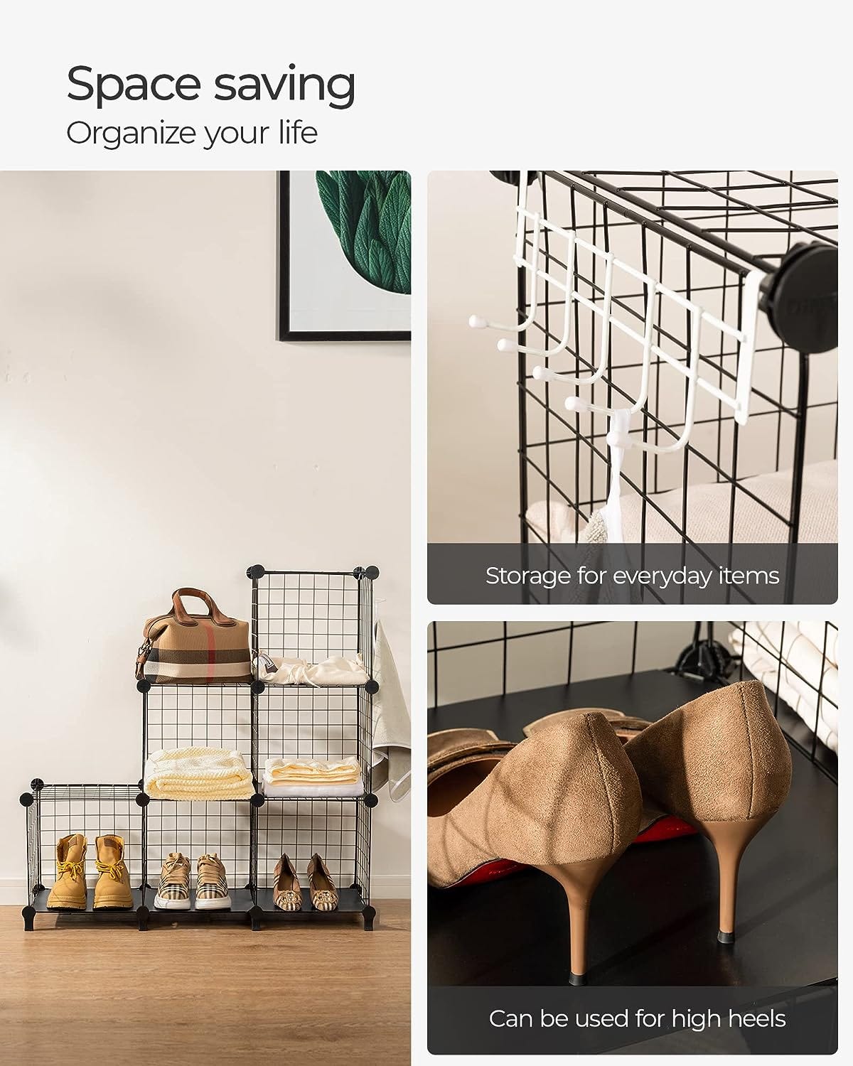 like-it Modular 6-Grid Shoe Shelf, 6 Grid Shelf with Add-Ons