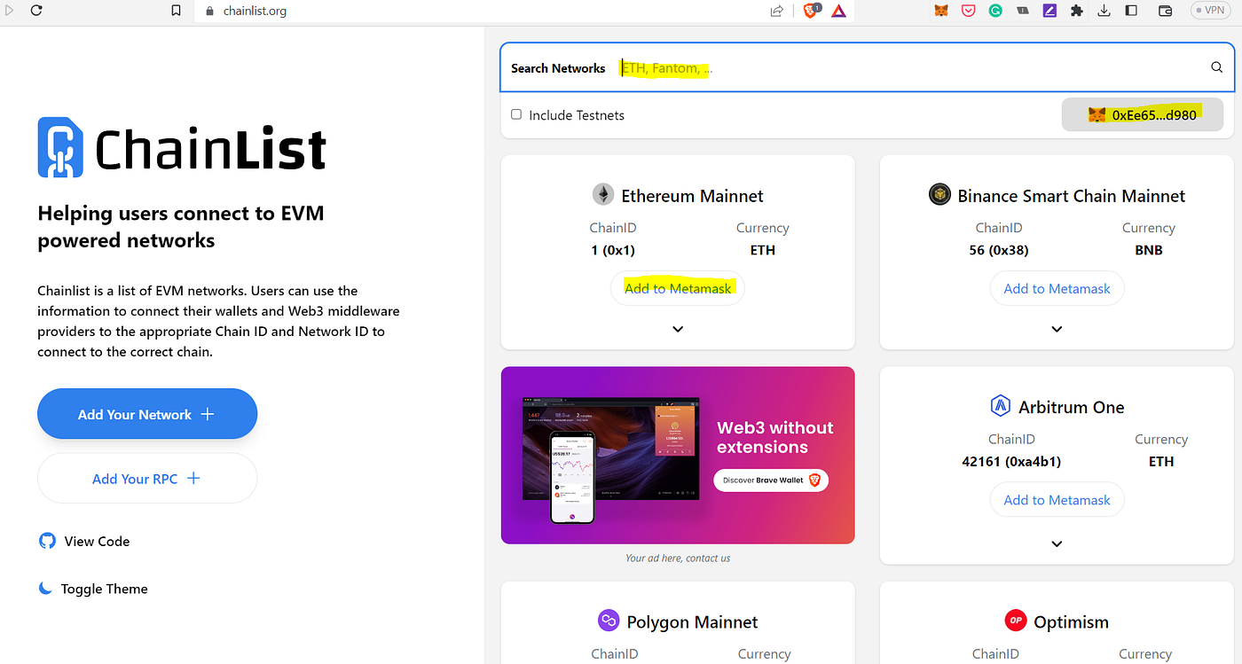 WEEKLY CRYPTO BYTES #1. How to Quickly connect to various… | by zijo |  Decrypted Dispatches | Medium