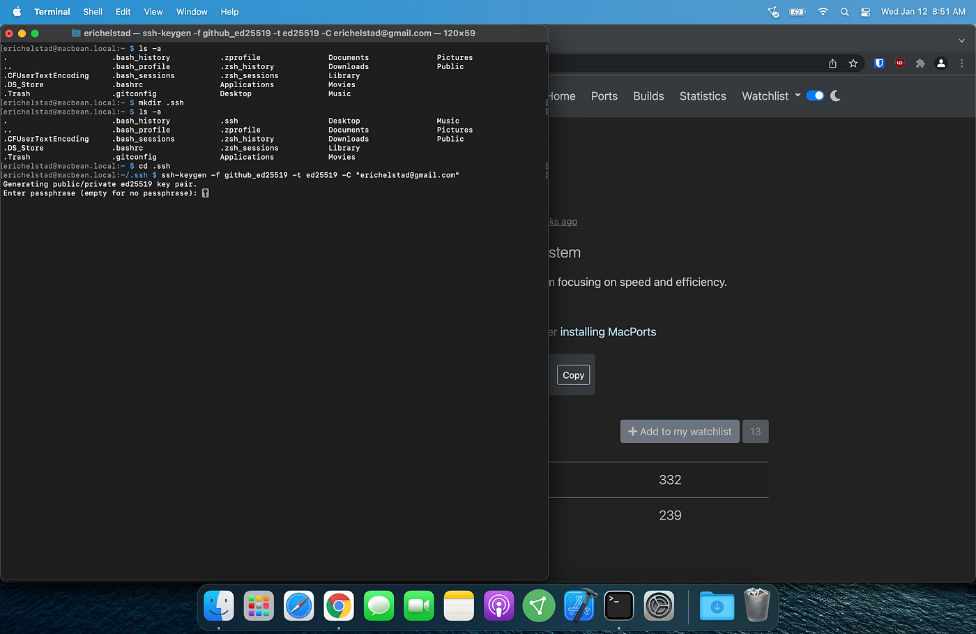 Ran ssh-keygen command