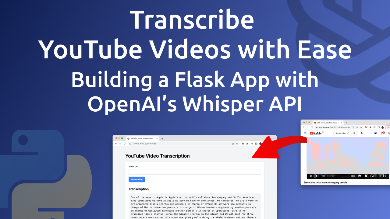 Transcribe YouTube Videos with Ease: Building a Flask App with OpenAI's  Whisper API | by Sebastian | CodingTheSmartWay | Medium