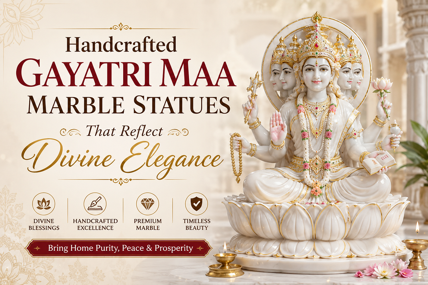 Handcrafted Gayatri Maa Marble Statues That Reflect Divine Elegance