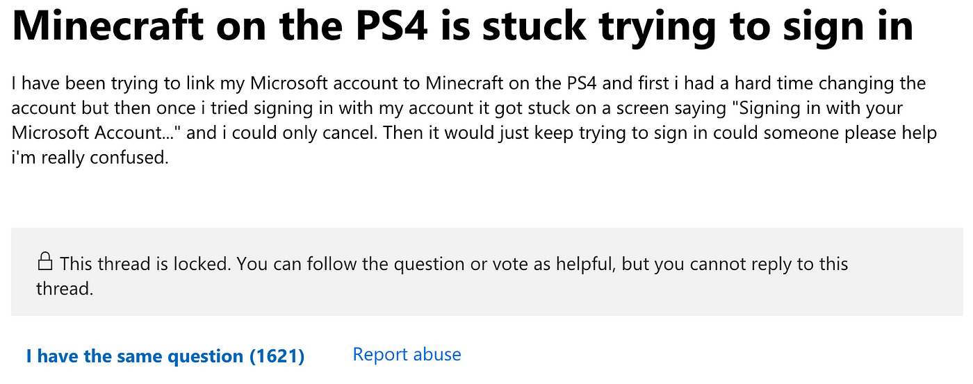 TIL: Minecraft's Microsoft Account Is Locked To Your Actual PlayStation And  It's The Dumbest Thing Ever | by Adam Fisher / fisher king (@therightstuff)  | Medium