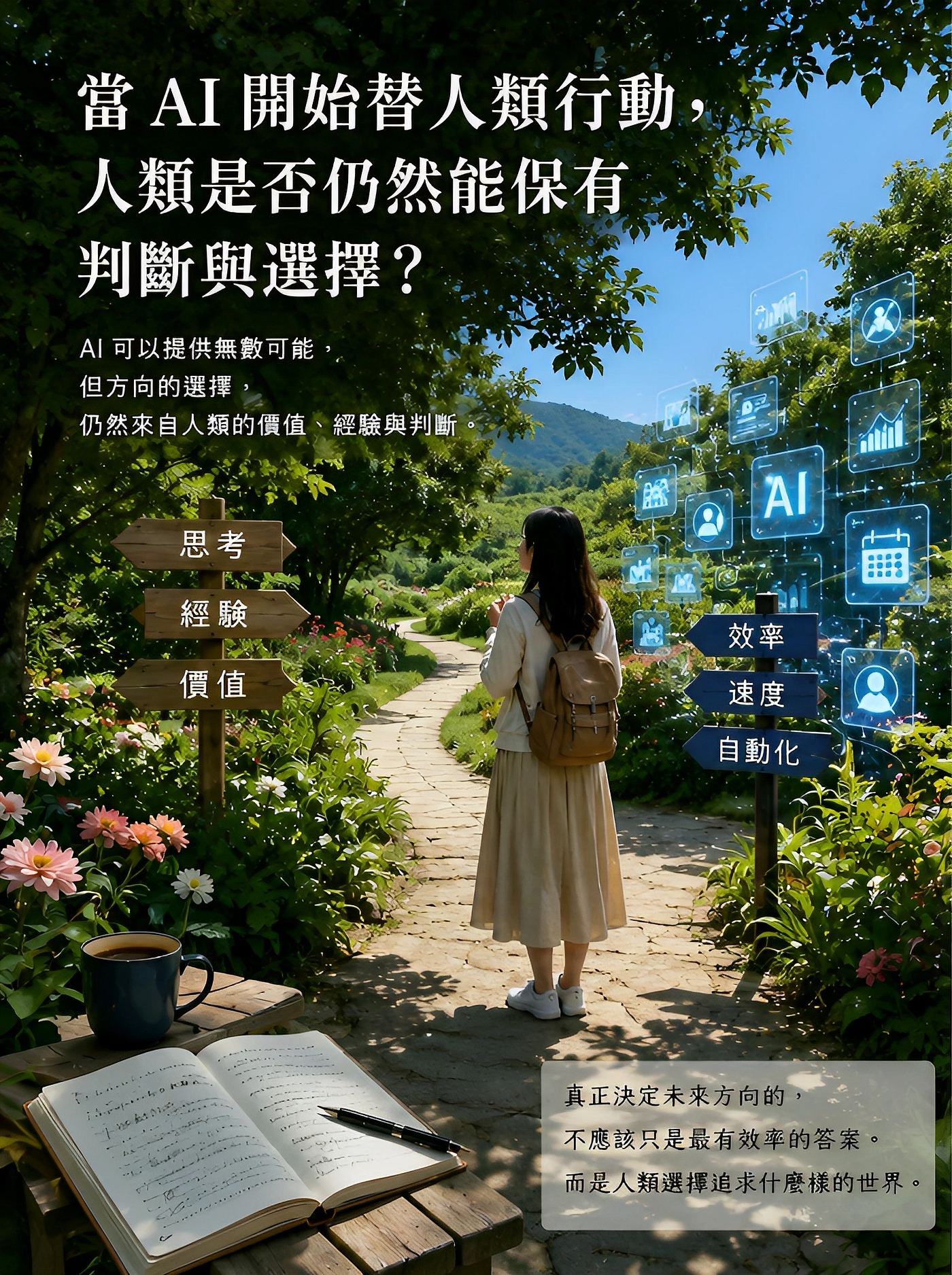 當 AI 開始替人類行動，
人類是否仍然能保有判斷與選擇？