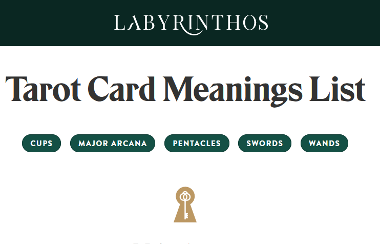 tarot card meanings list