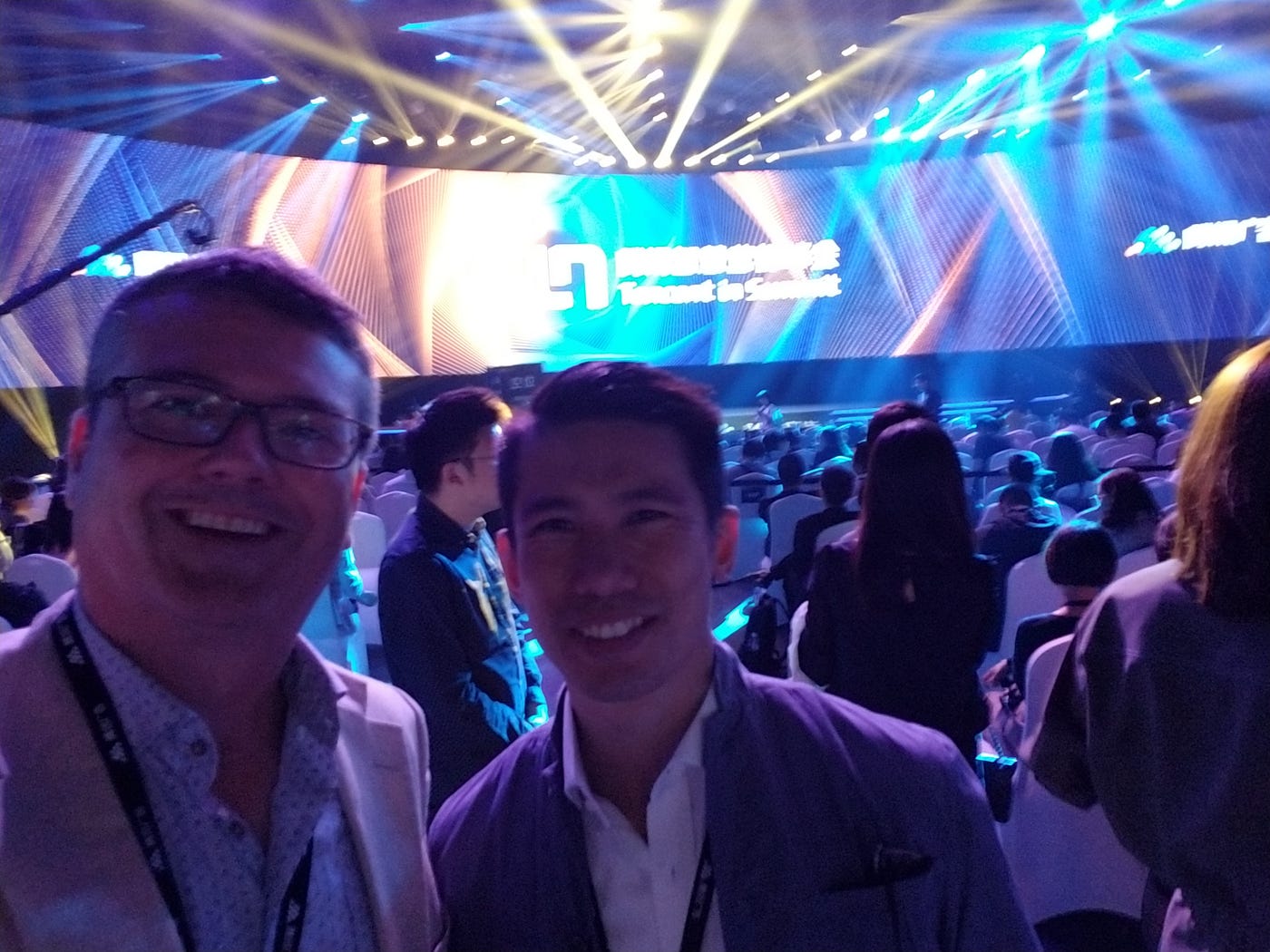 The author and colleage at the In Tencent “upfront” event on May 9, 2019