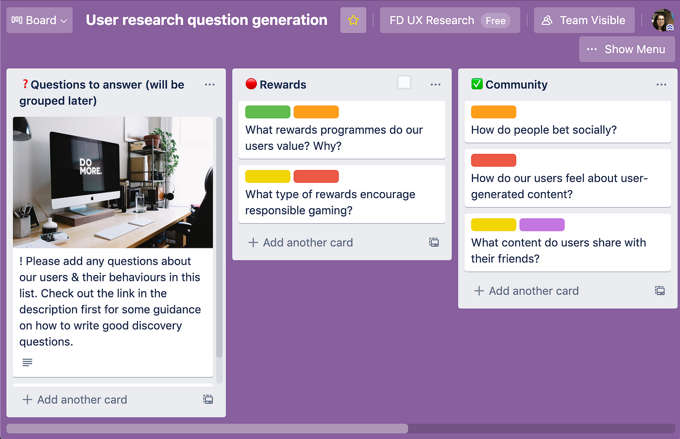 Using Trello for user research. Analysing qualitative data can