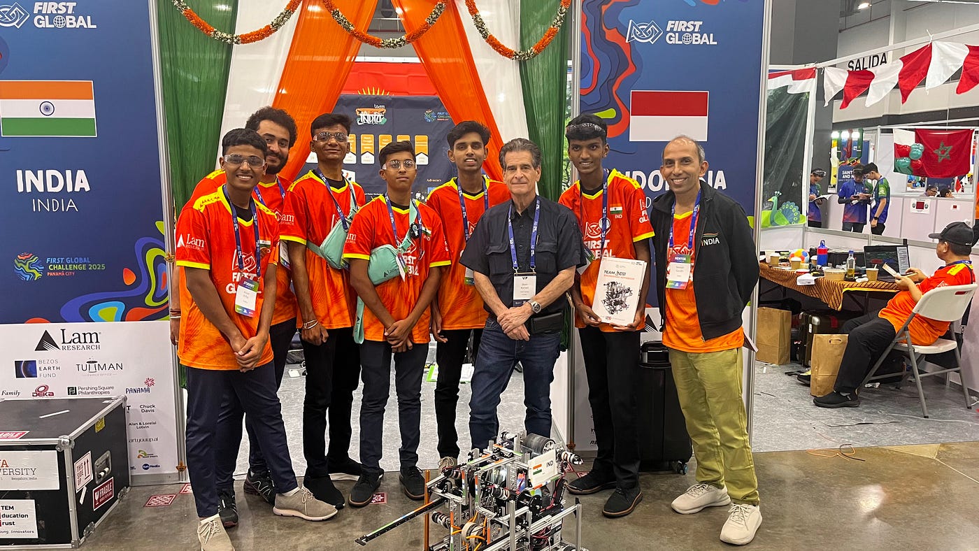 Team India 2025 with Dean Kamen, founder of FIRST