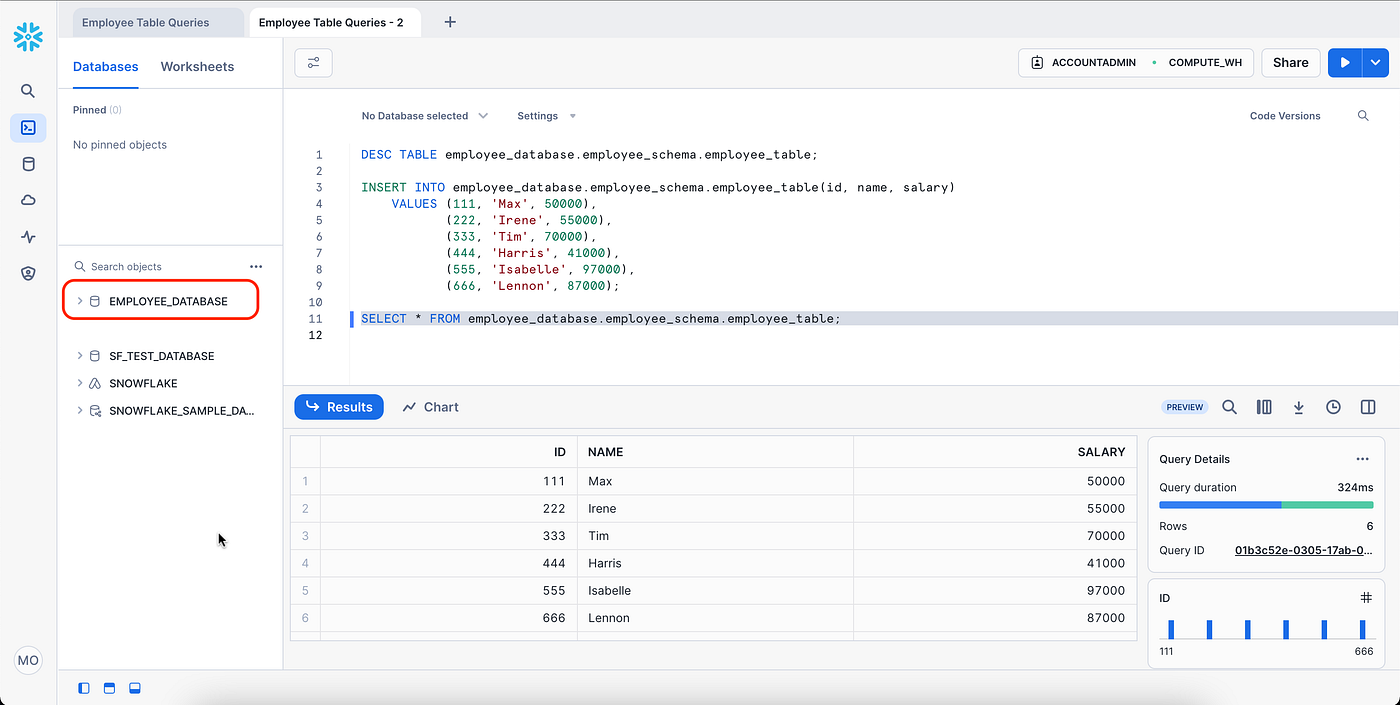 Insert data into table