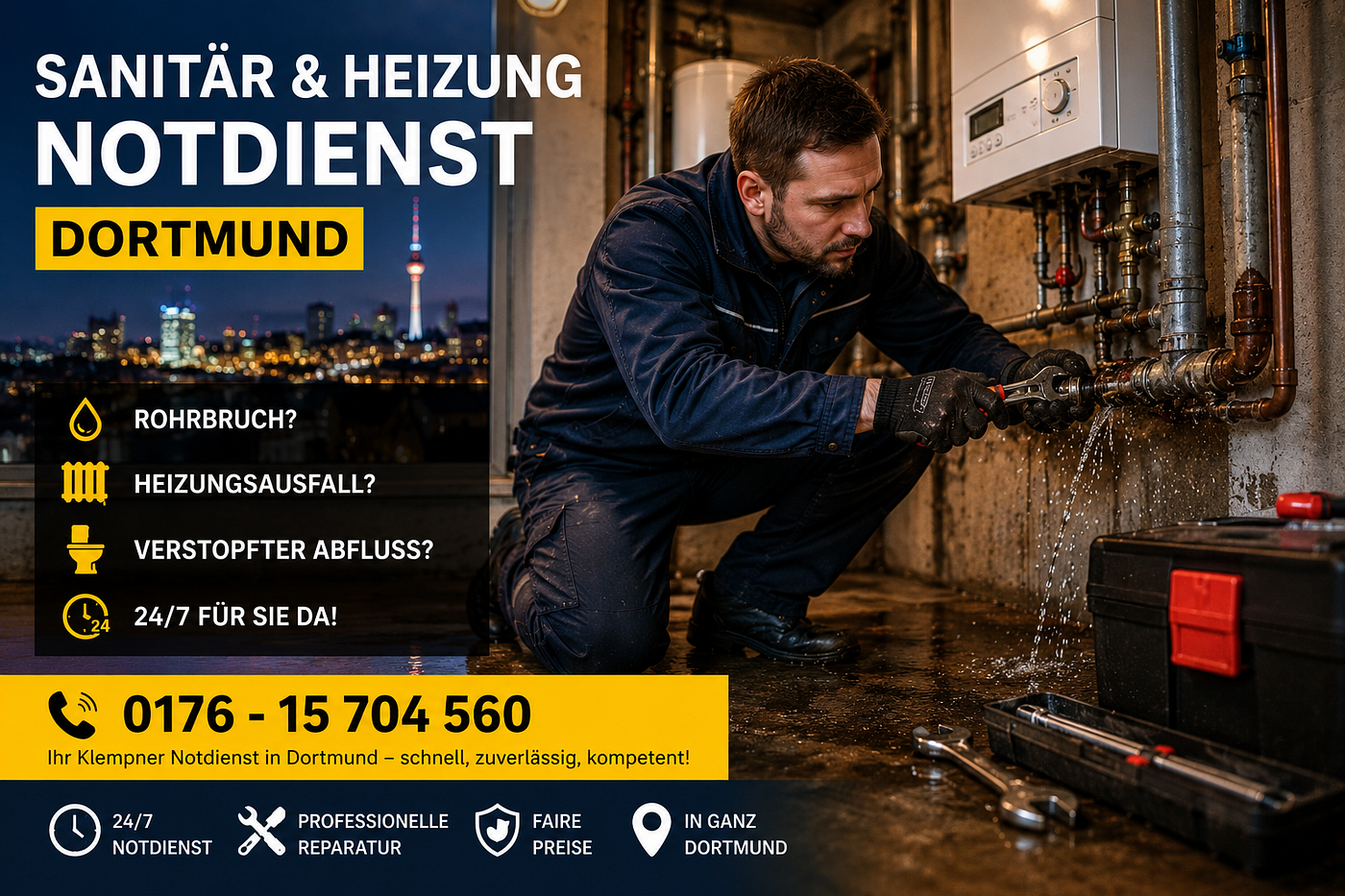 Sanitär Notdienst Dortmund: Schnelle Hilfe bei Rohrbruch & Heizungsausfall