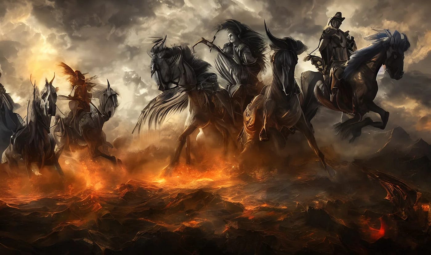 names of the four horsemen of the apocalypse and their horses