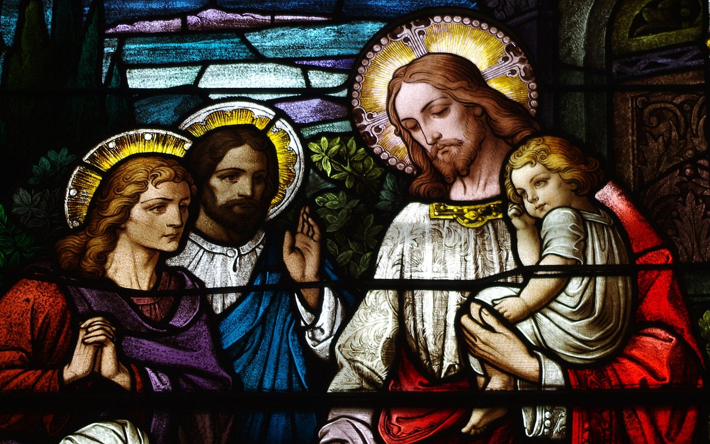 Let the Children Come to Me, Saint Bernard Church (Burkettsville, OH) via Wikimedia Commons.