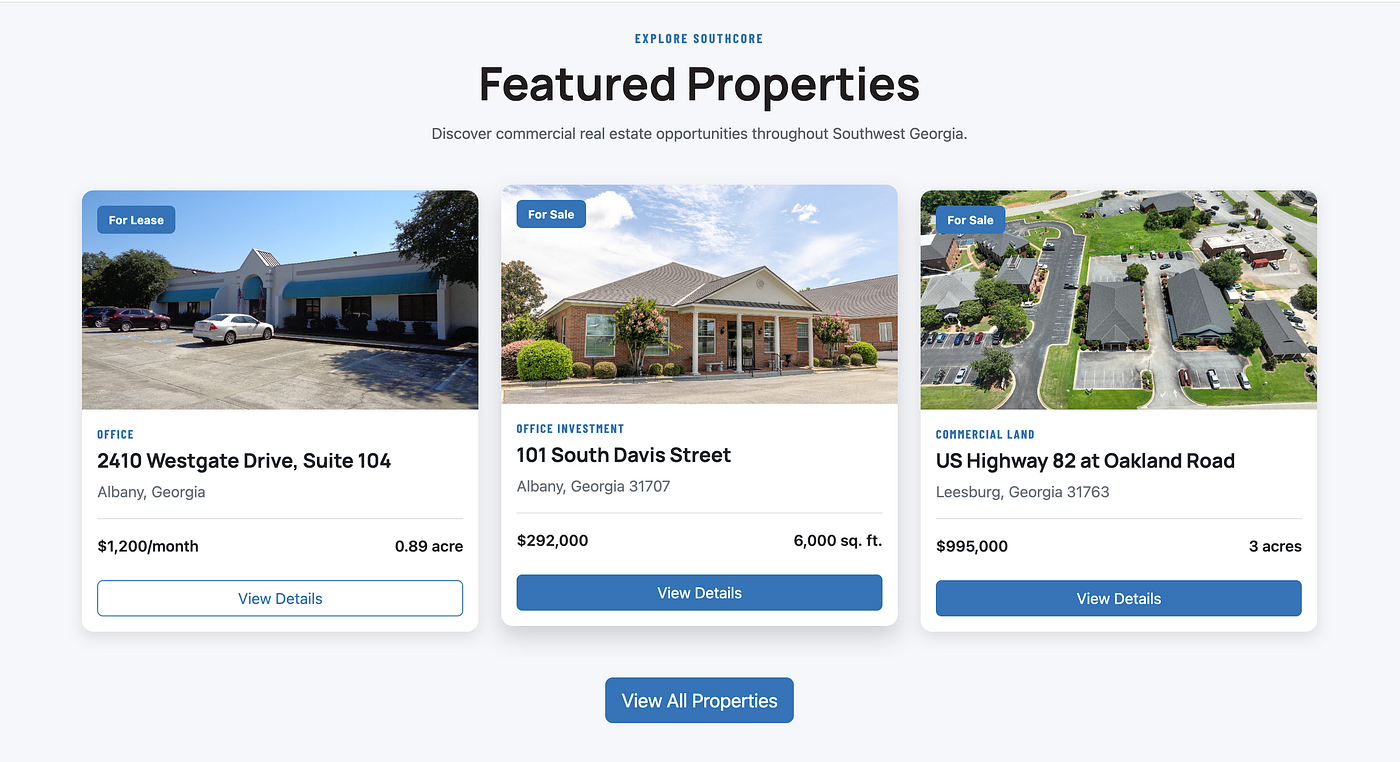 SouthCore Real Estate Website Redesign