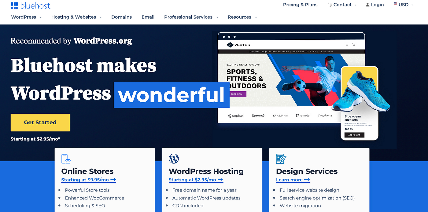 wordpress hosting platform using blue host