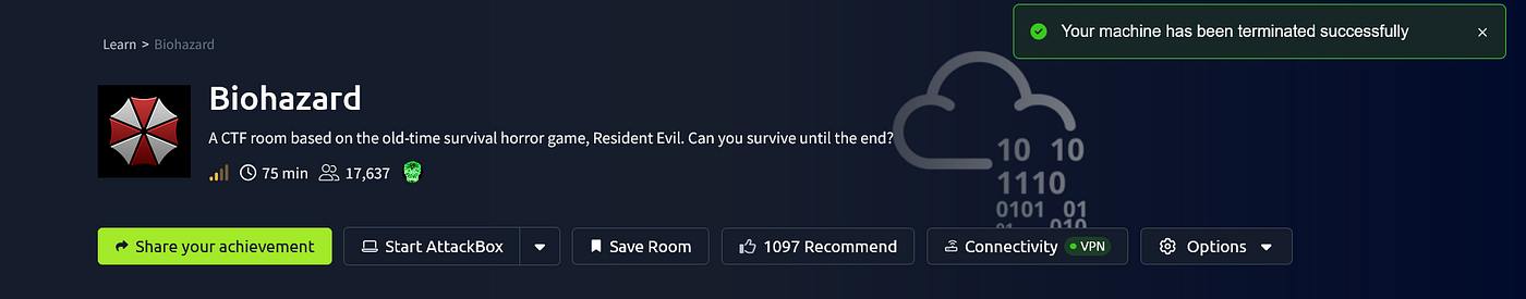 Biohazard Room — TryHackMe Writeup