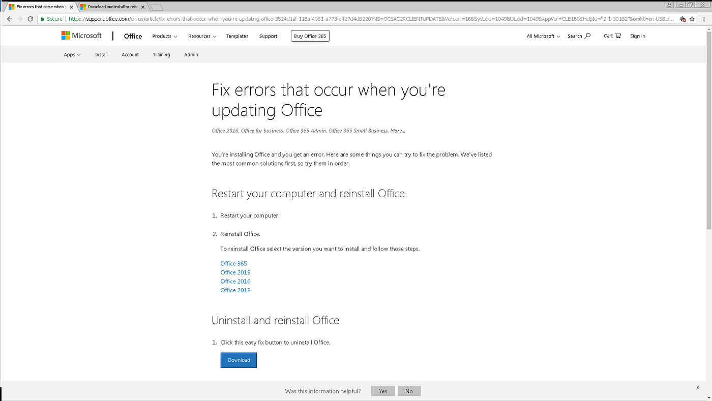 Download and install or reinstall Office 2019, Office 2016, or