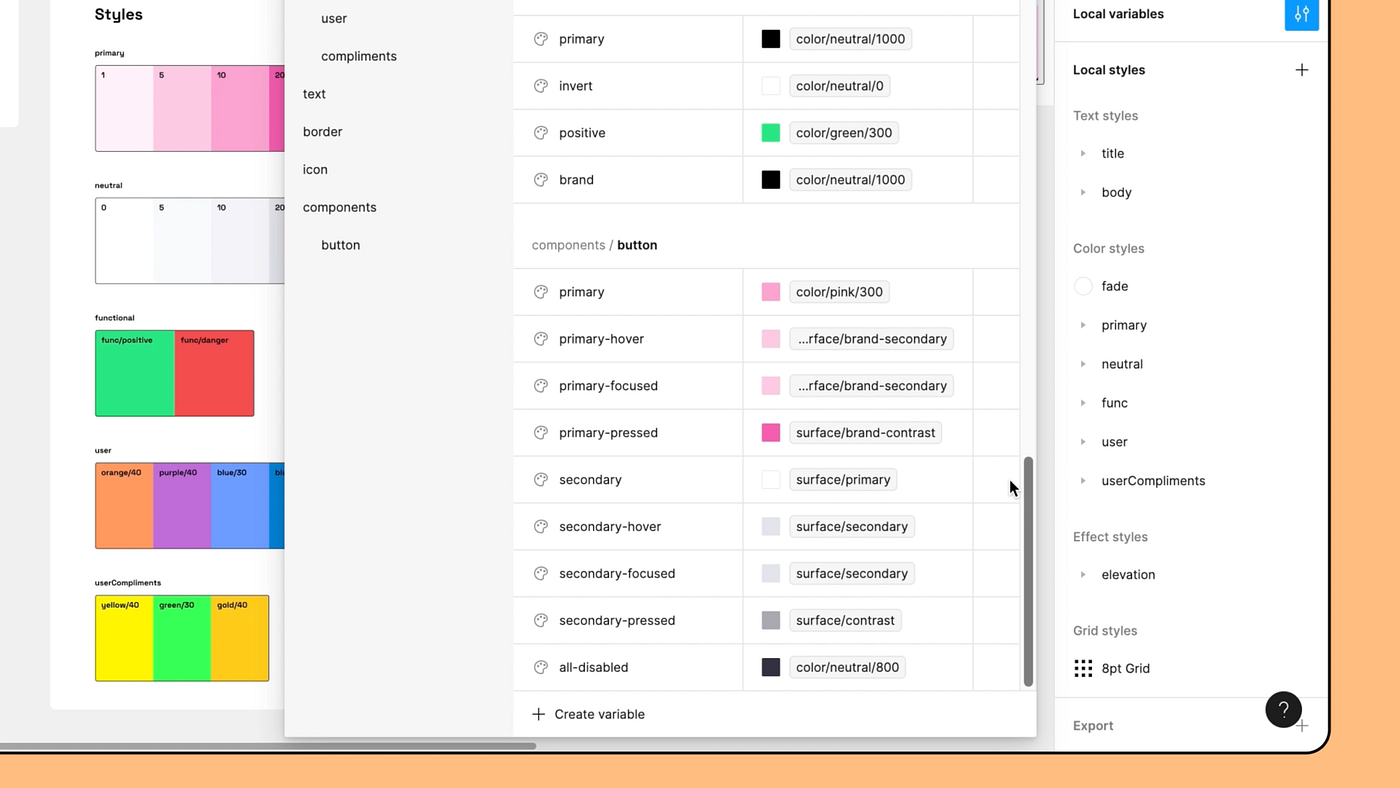 출처 https://help.figma.com/hc/en-us/articles/18490793776023-Update-1-Tokens-variables-and-styles
