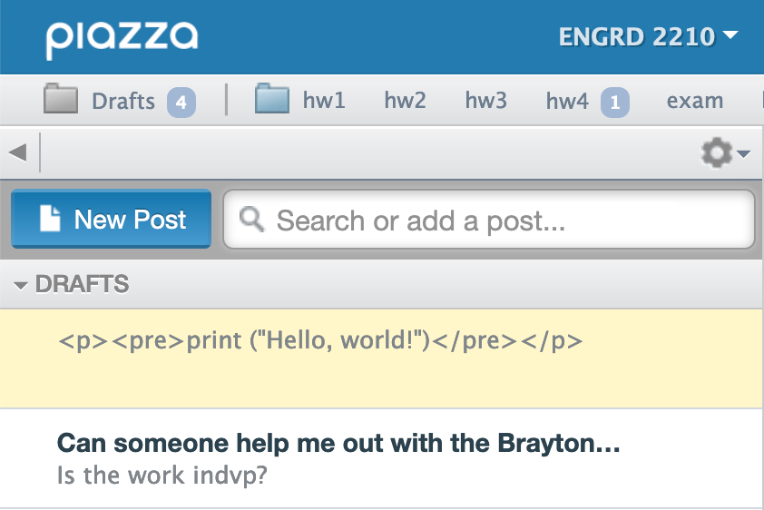 Text Editor Options - Instructors : Piazza