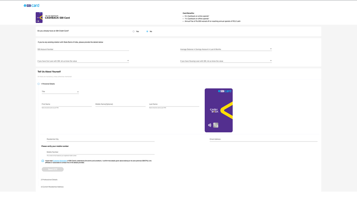 Case Study : Auditing SBI Card’s Credit Card Application Form