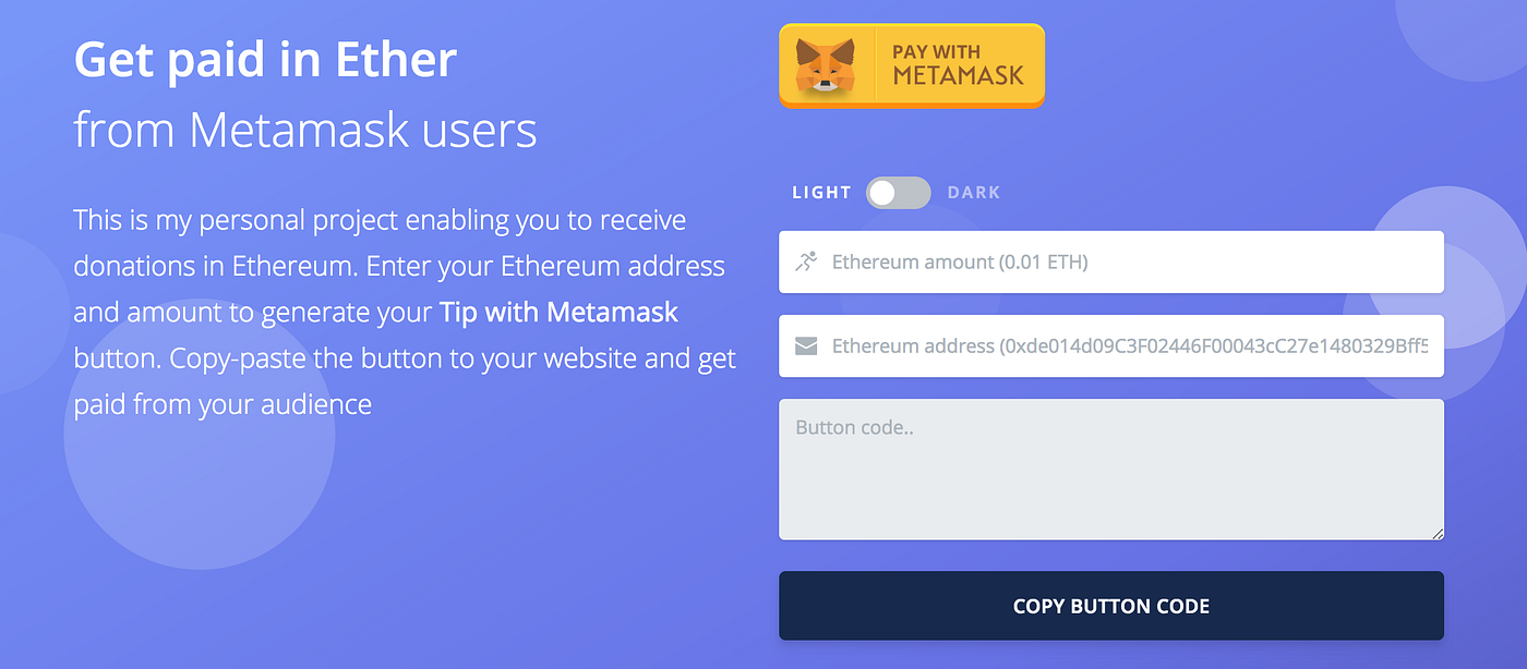 Add a free Ethereum donation button to your website | by Kiteblaze Apps |  Medium