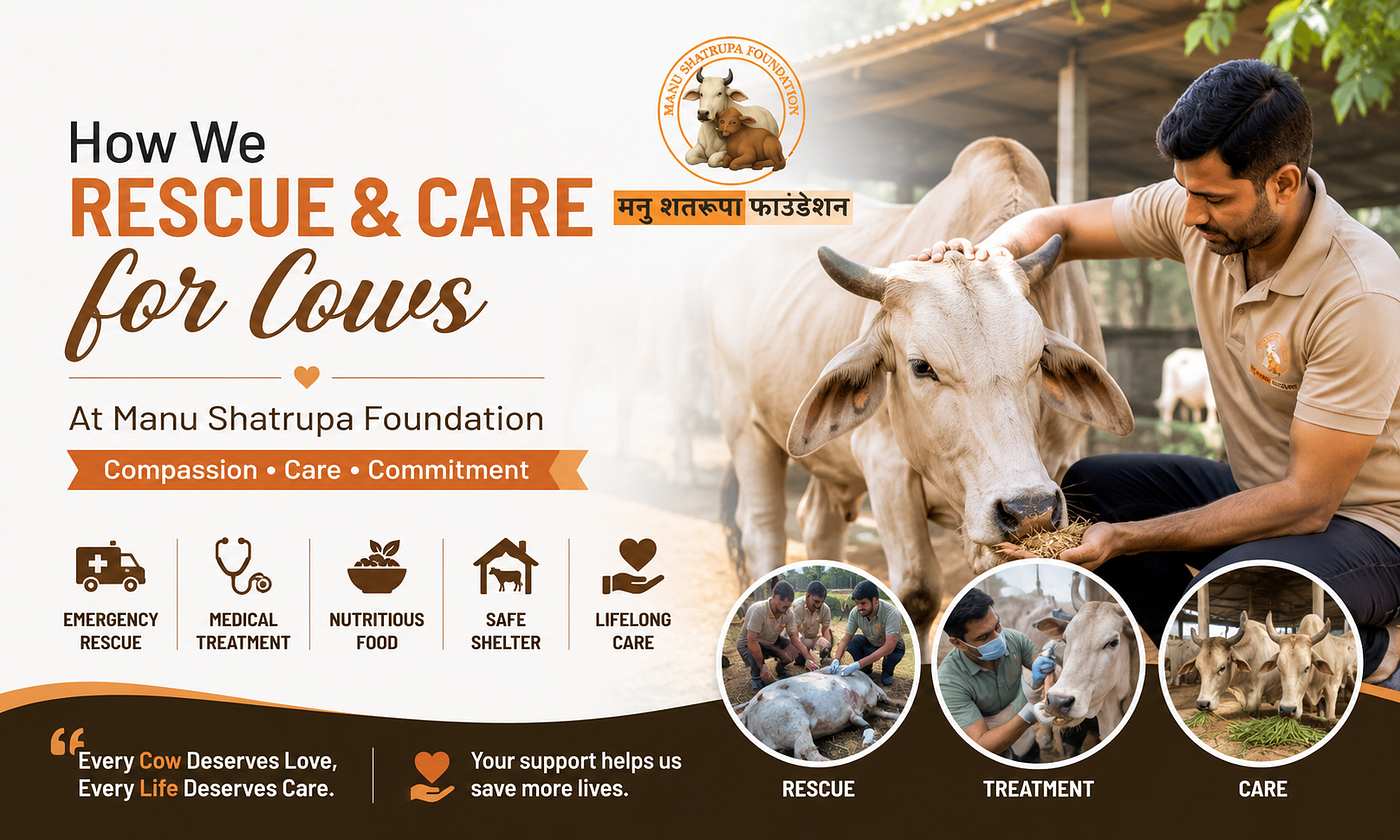 How We Rescue and Care for Cows at Manu Shatrupa Foundation?