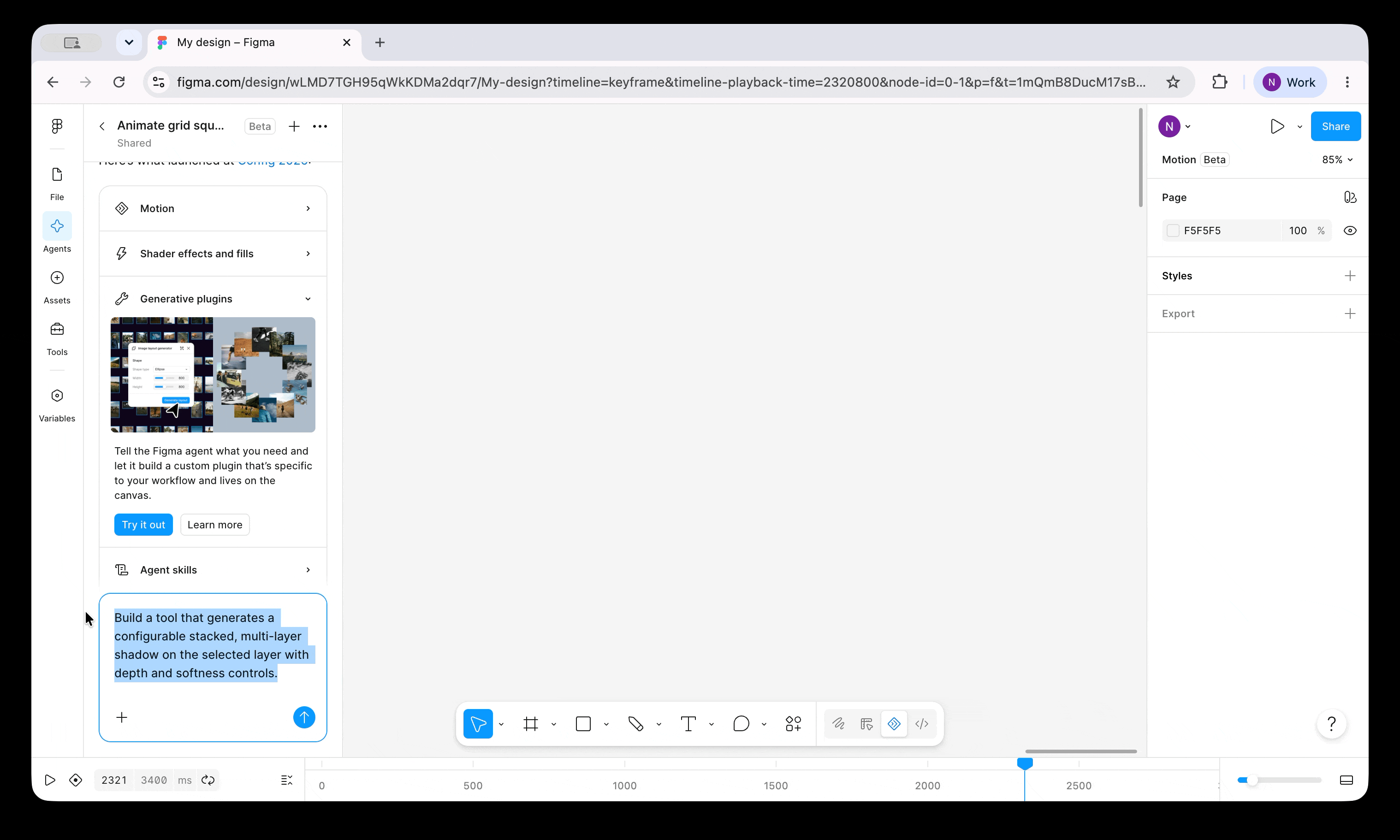Prompting the Figma AI agent to generate the plugin.