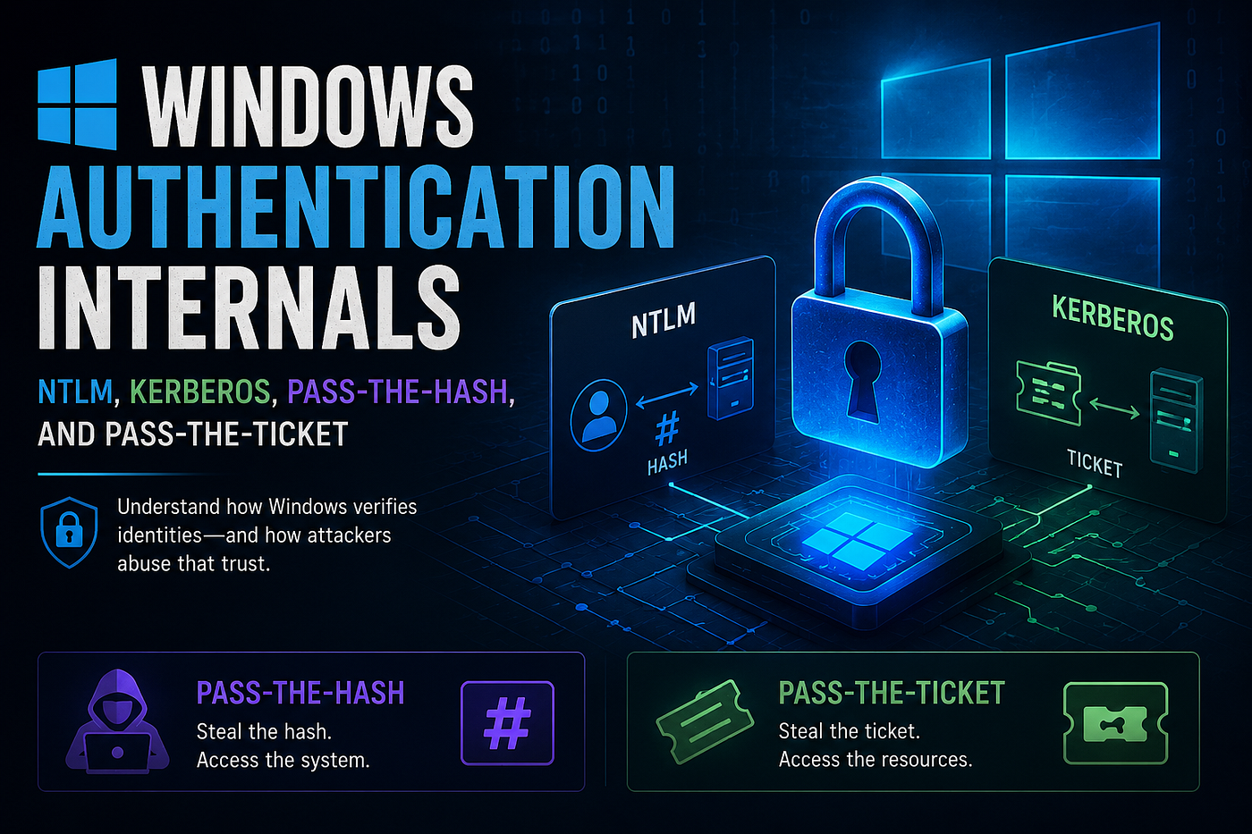 Windows Authentication Internals: NTLM, Kerberos, Pass-the-Hash, and Pass-the-Ticket