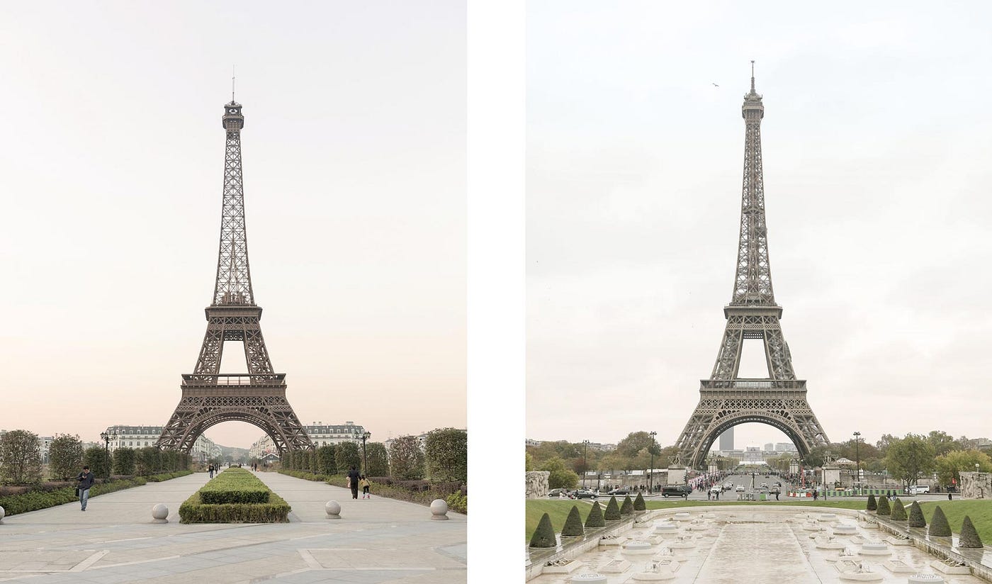 Copies, replicas and reproductions of the Eiffel Tower in China