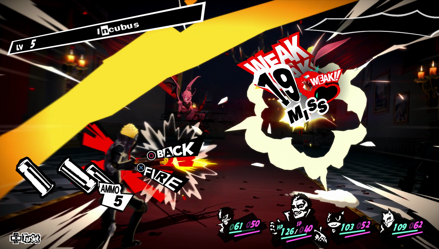 The UI and UX of Persona 5. You don't gotta say it over text too