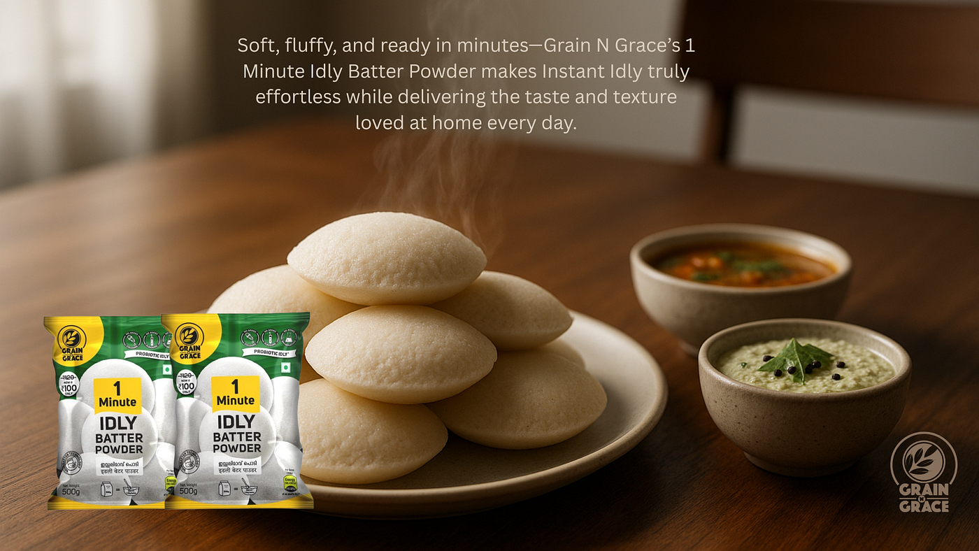 Soft, fluffy, and ready in minutes — Grain N Grace’s 1 Minute Idly Batter Powder makes Instant…