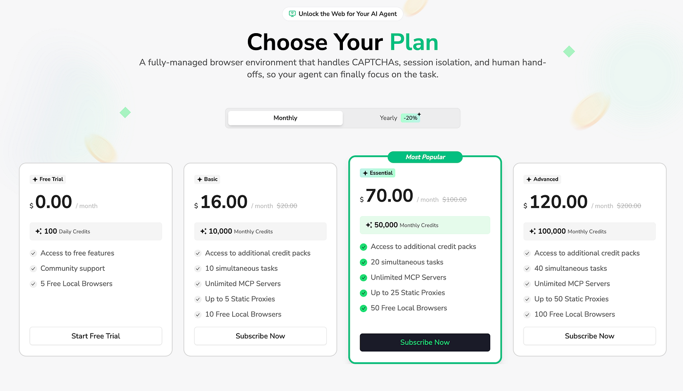 BrowserAct pricing page. Image by Jim Clyde Monge