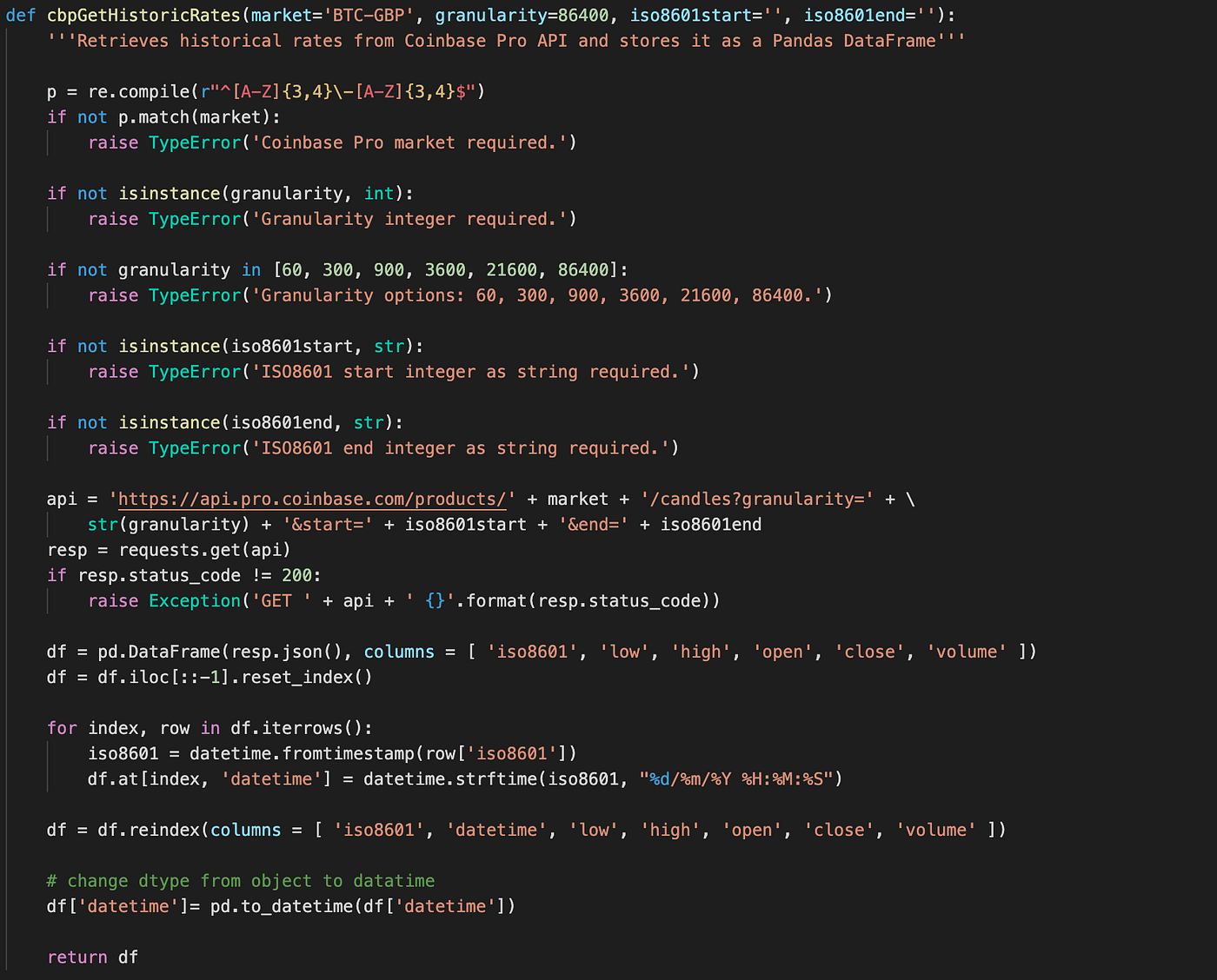Create a Bitcoin trading DataFrame with Python Pandas | By Michael Whittle  | Level Up Coding