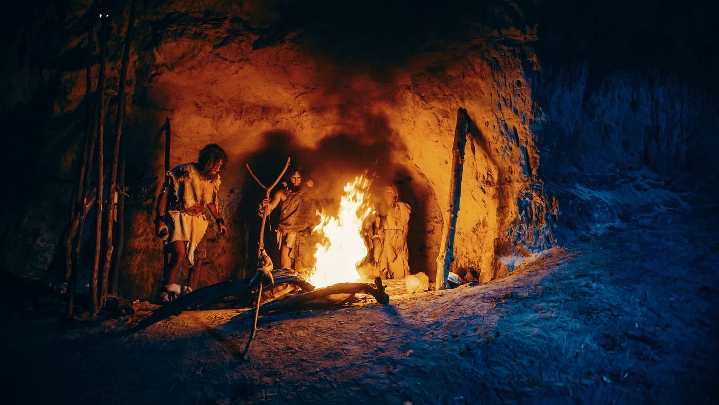 Illustration of a Sapiens encampment. Powered by Canva