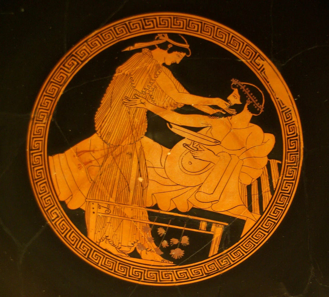 Symposiast and Hetaira-(490–480 BCE)- Museum of Fine Arts, Boston-Public Domain