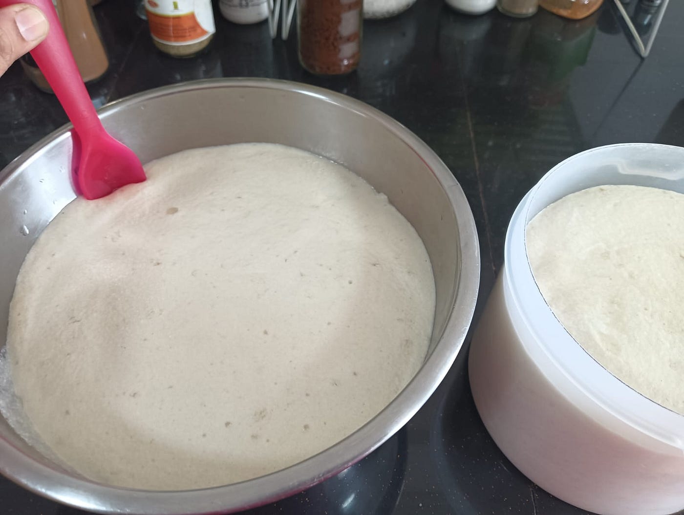 Idli batter after overnight fermentation (Photo credit: Deepambika T J)