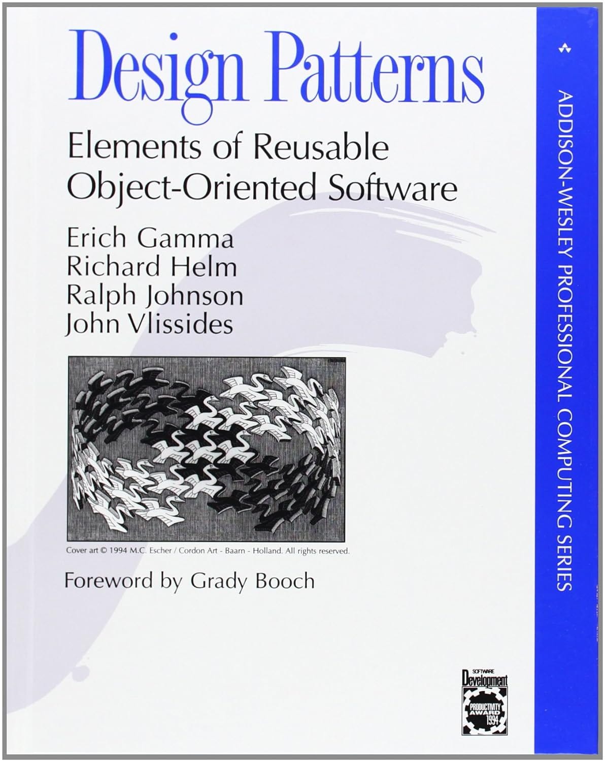 Book cover of Design Patterns: Elements of Reusable Object-Oriented Software by Erich Gamma et al.