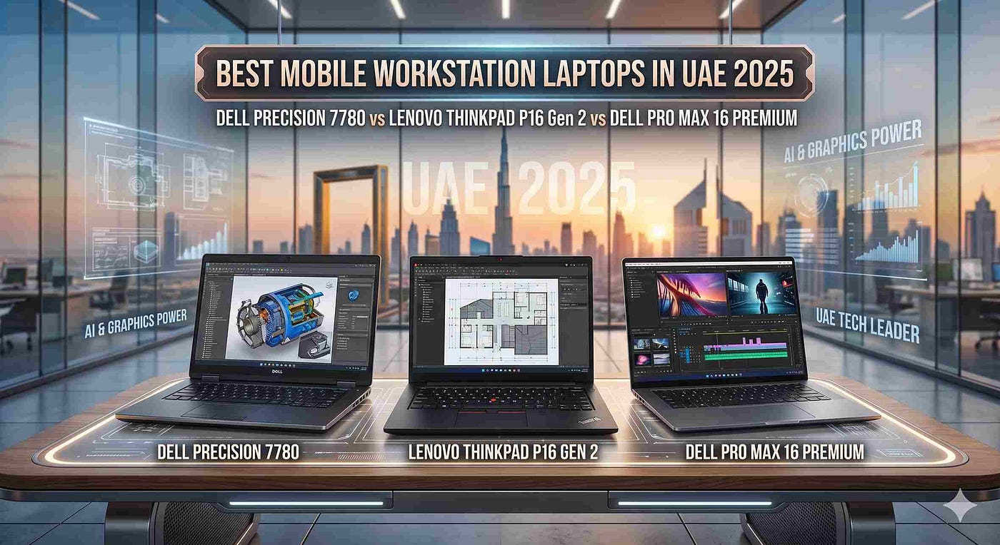 Best Mobile Workstation Laptops in UAE 2026: Dell Precision 7780 vs Lenovo ThinkPad P16 Gen 2 vs…
