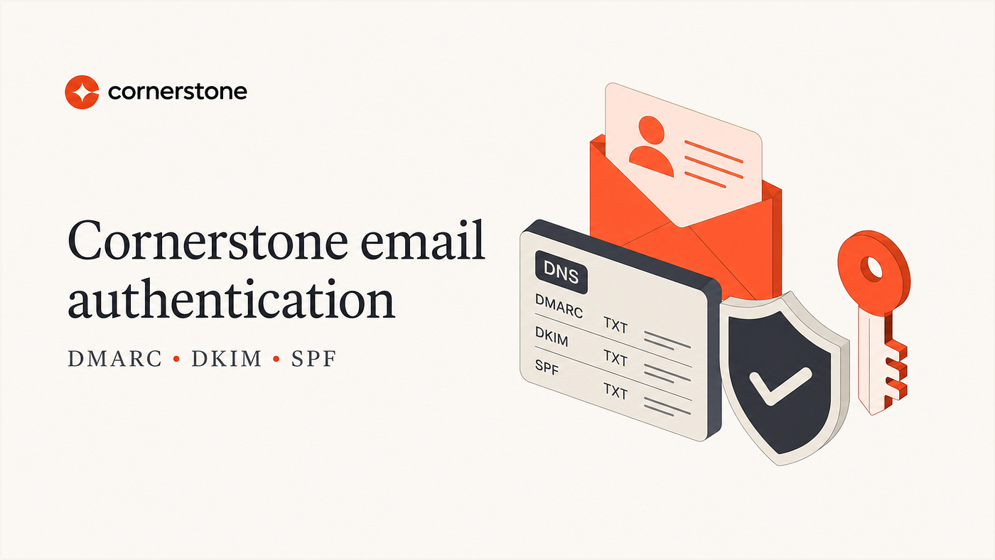 Cornerstone email authentication: DMARC, DKIM, and SPF setup