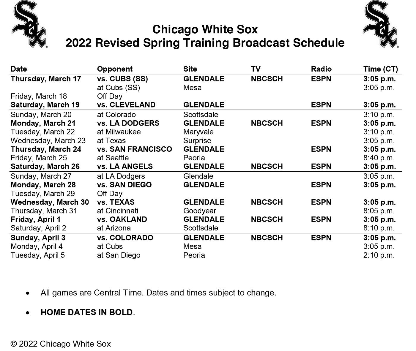 Photos Chicago White Sox at spring training in Arizona