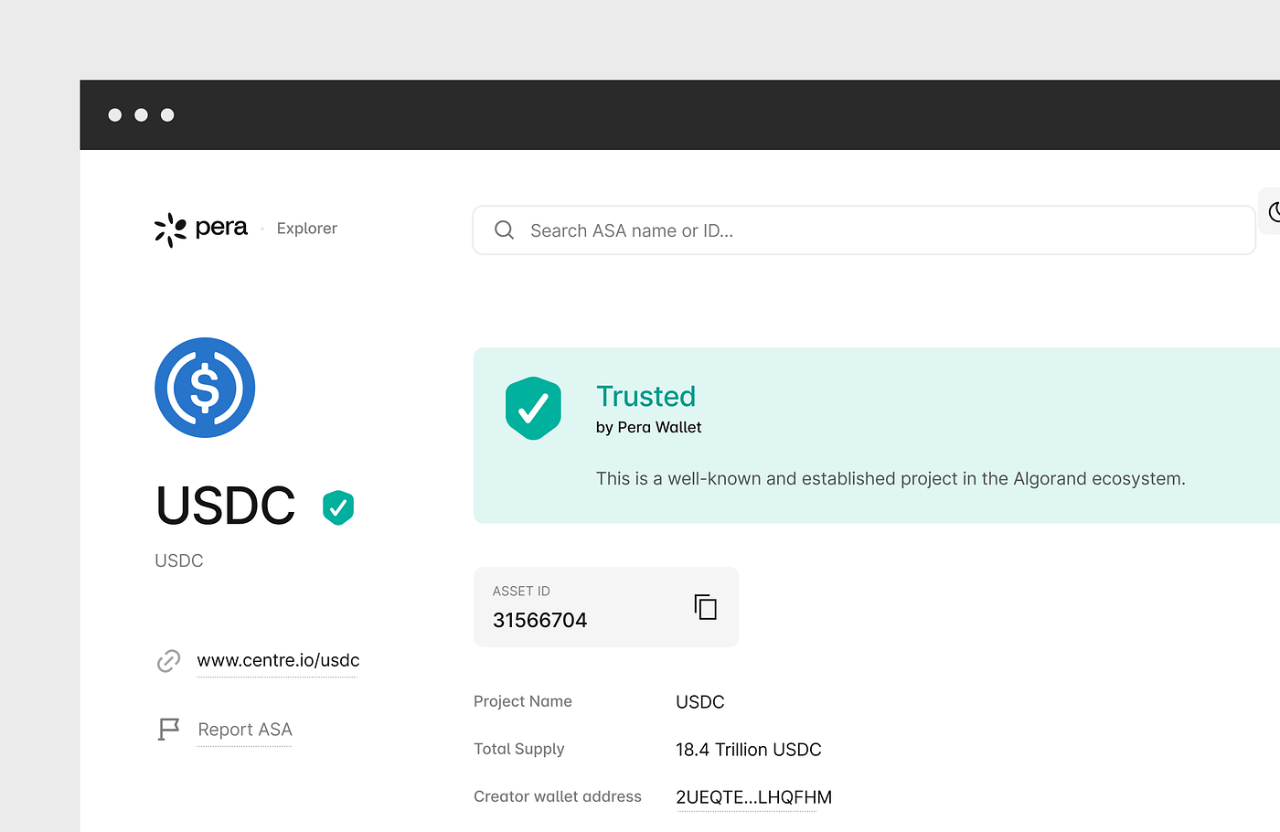 Pera Explorer Updates: ASA Profiles, Search and TestNet Support | by Pera  Wallet | Pera Wallet