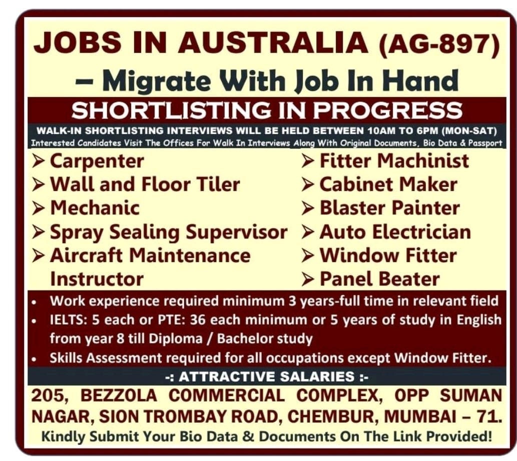 Abroad Times Job Vacancy For Australia Mauritius Israel Dubai