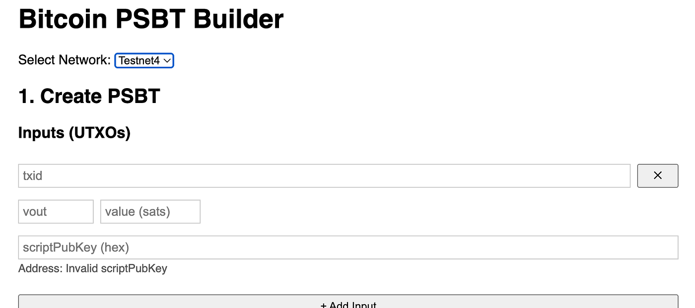 Bitcoin PSBT Builder