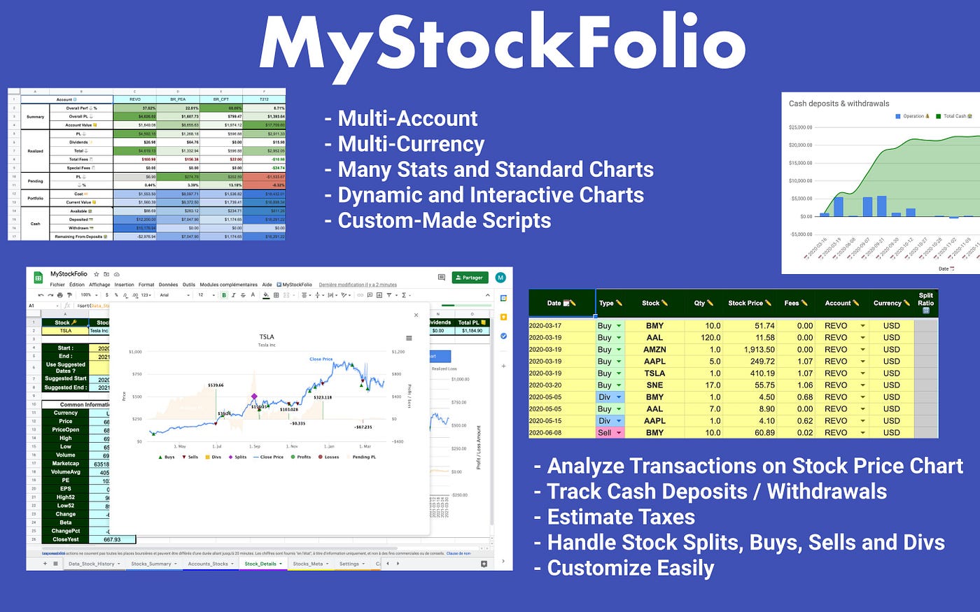 Stock Investment Spreadsheet — multi currency / account — interactive  charts | by Dev Pal | Medium