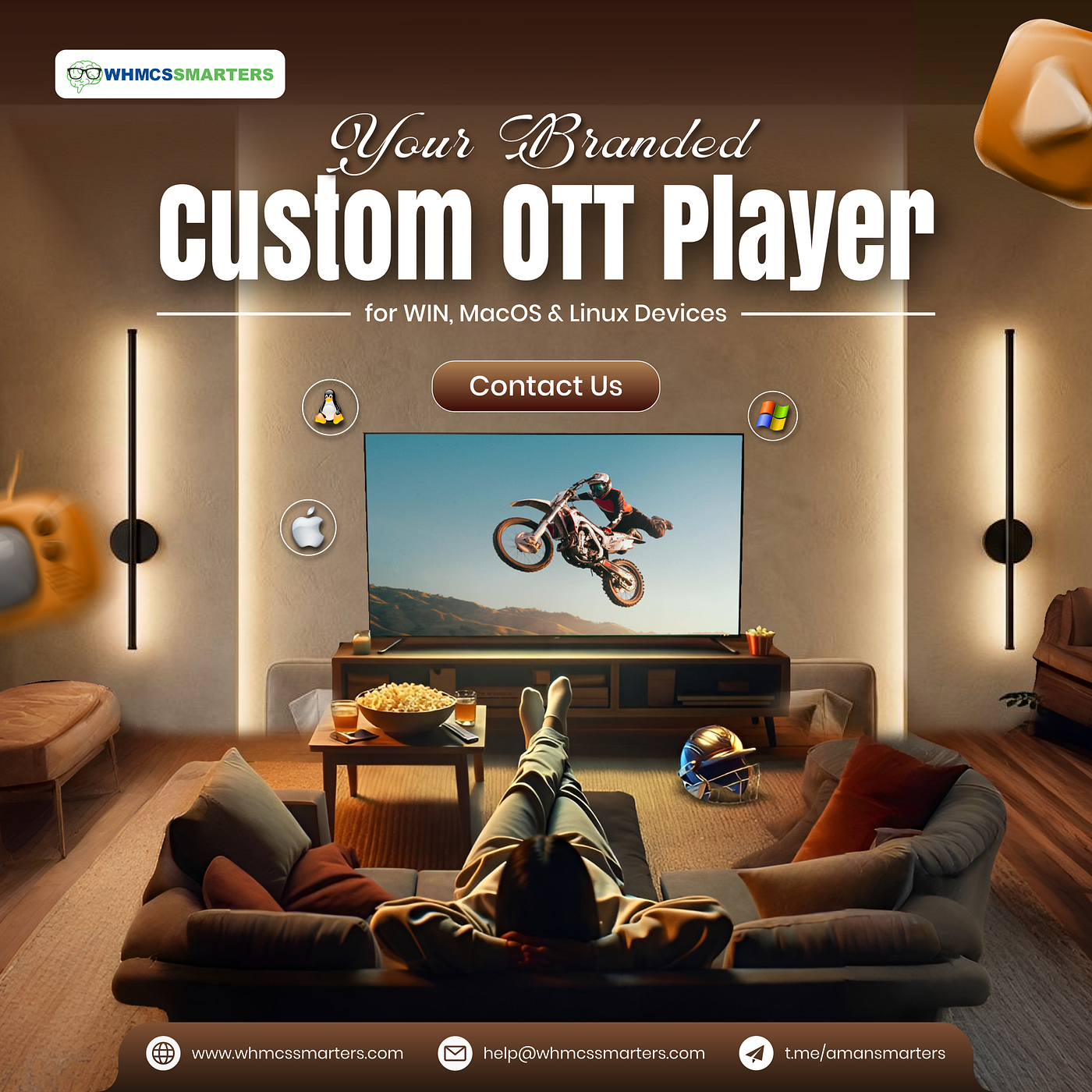 Get Your Own Branded OTT Player for WIN, MacOS & Linux Devices