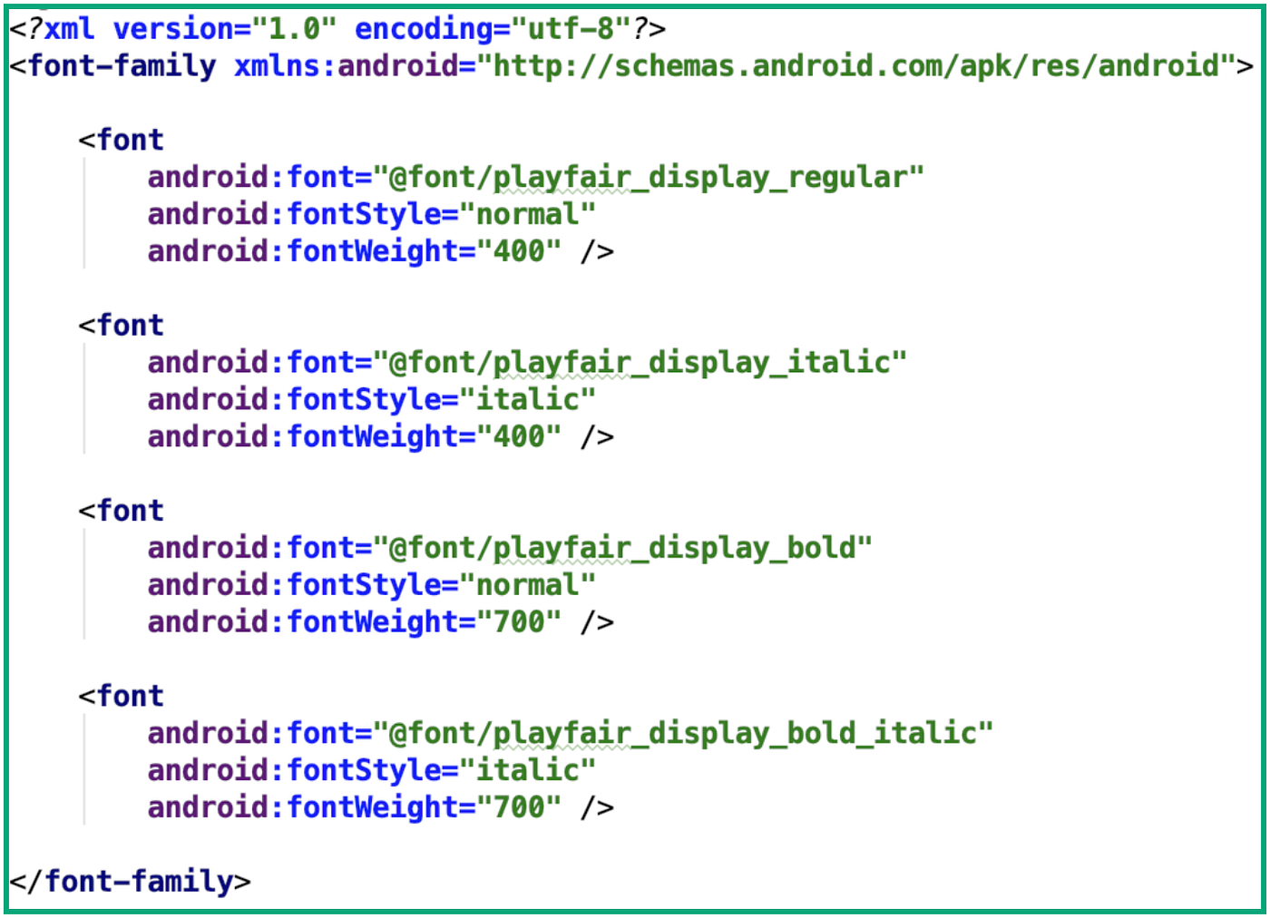Android Font Family