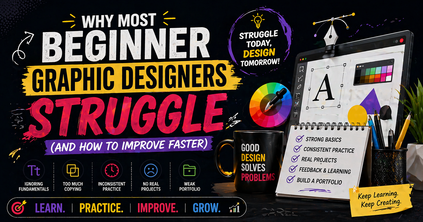 Why Most Beginner Graphic Designers Struggle (And How to Improve Faster)